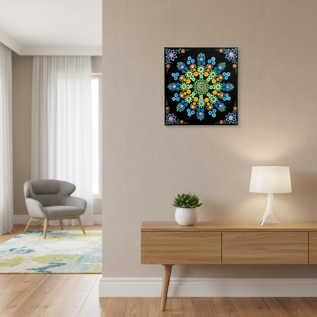 Radiant Bloom -The Jewel of Dot Mandala Arts