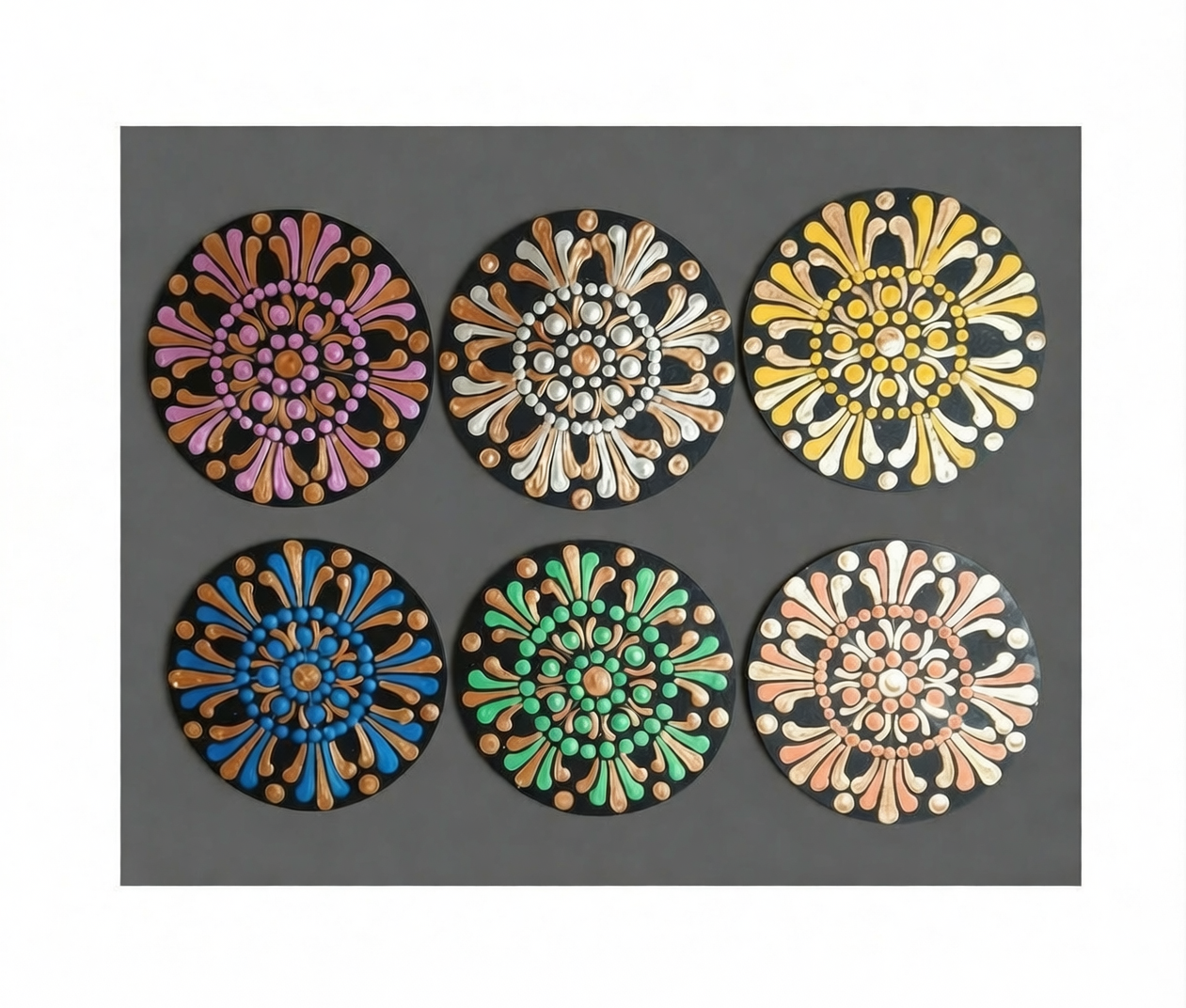 Color Harmony Coasters  -The Jewel of Dot Mandala Arts