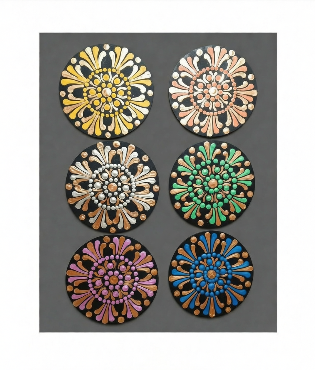 Color Harmony Coasters  -The Jewel of Dot Mandala Arts