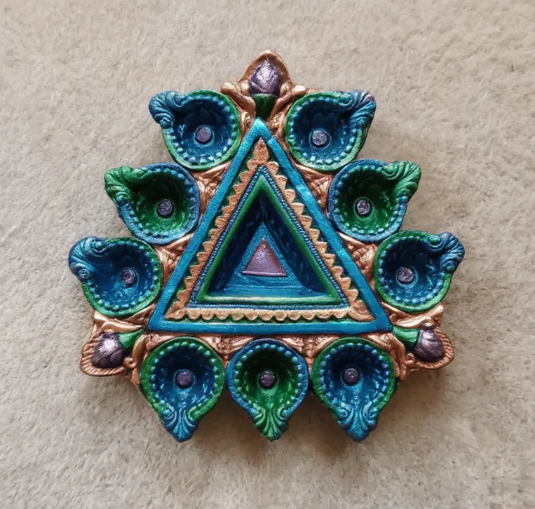 Jewel of Festival  : Multi Bati Hand-Painted Terracotta Diyas
