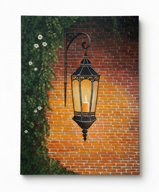 Timeless Lantern Glow – Acrylic Canvas Painting | Handmade Home Décor