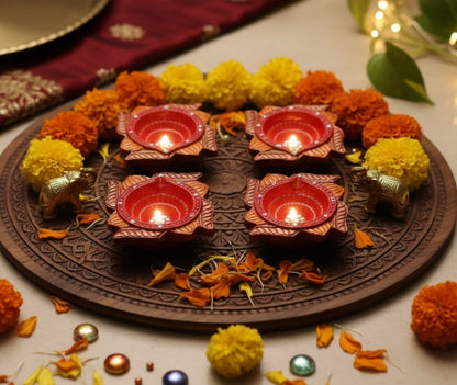 Jewel of Festival  : Hand-Painted Terracotta Diyas