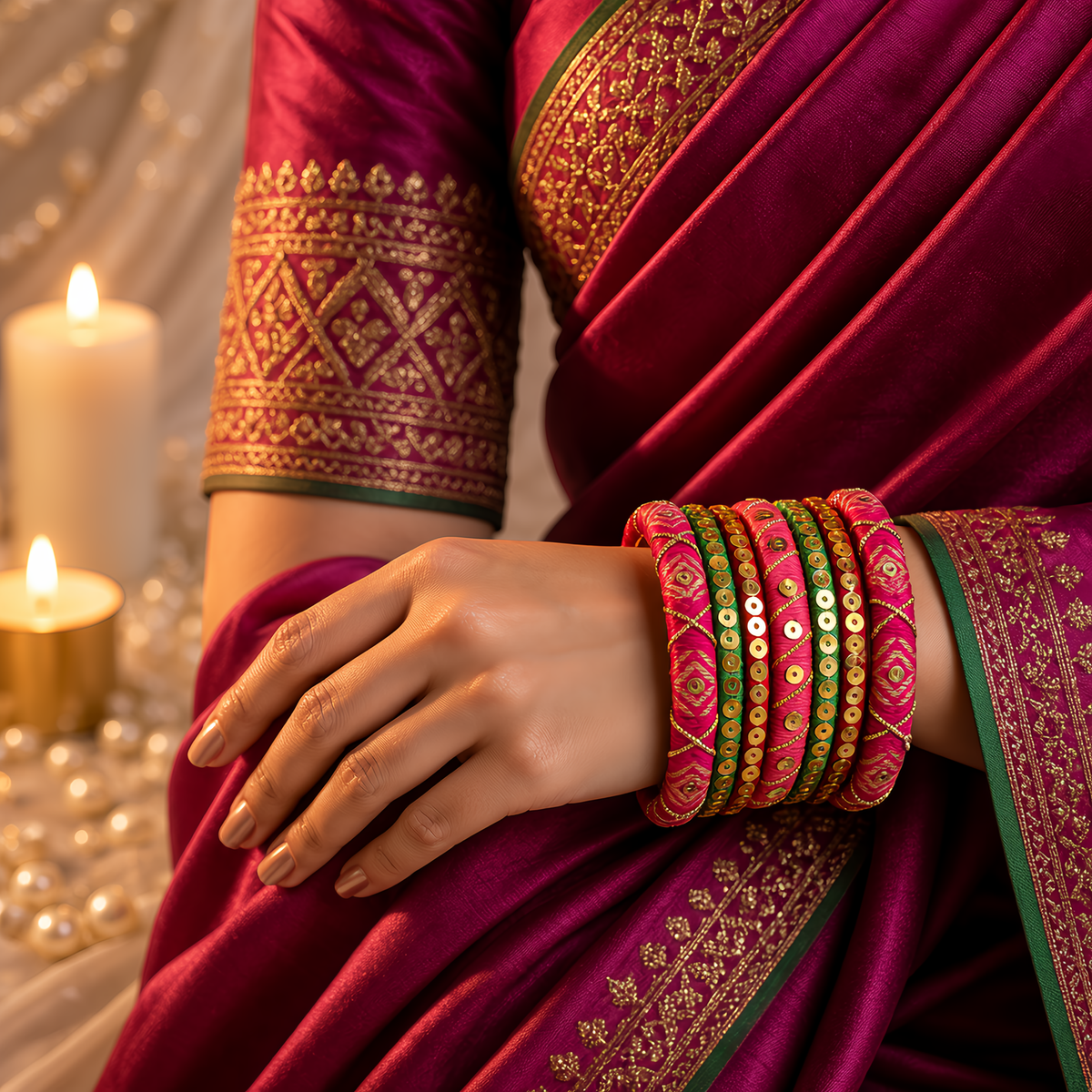 Cotton Thread Bangles Set | Handmade Designer Bangles for Women | Wedding, Festive & Ethnic Wear