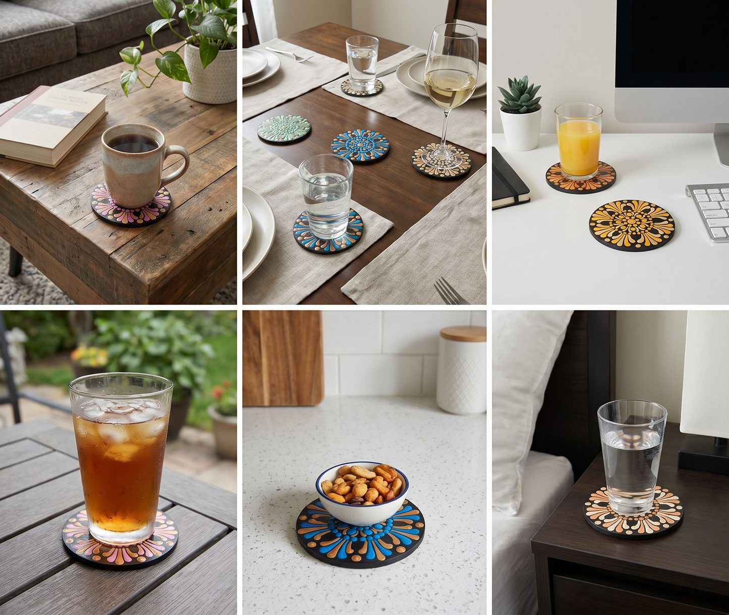 Color Harmony Coasters  -The Jewel of Dot Mandala Arts