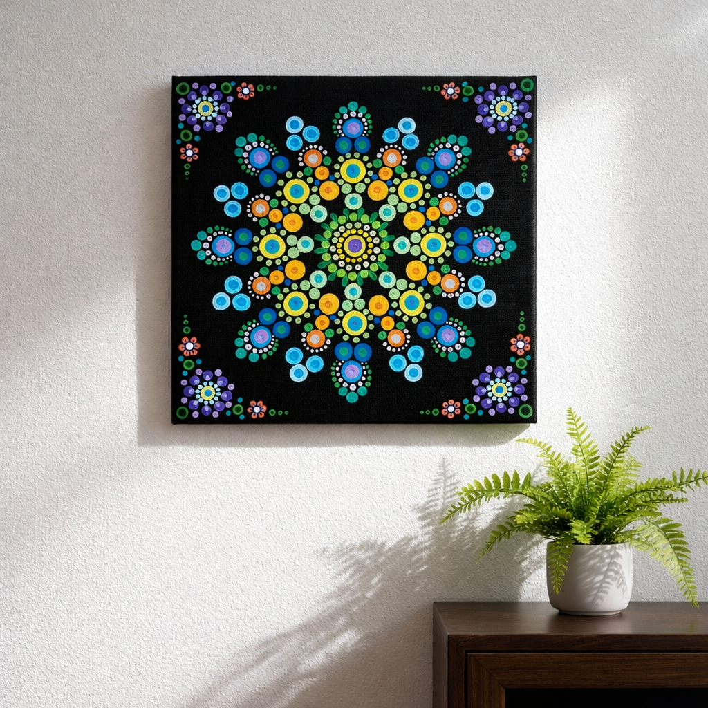 Radiant Bloom -The Jewel of Dot Mandala Arts
