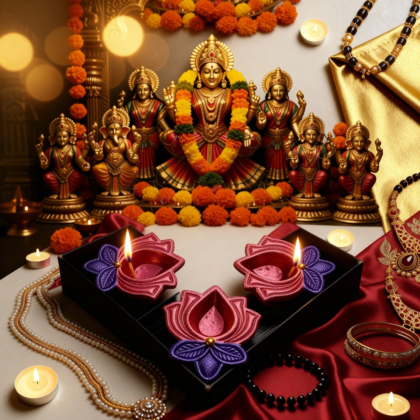 Jewel of Festival  : Hand-Painted Terracotta Diyas