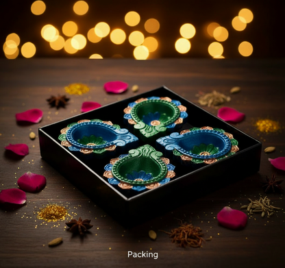 Jewel of Festival  : Hand-Painted Terracotta Diyas