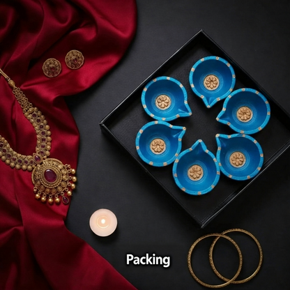 Jewel of Festival  :Hand-Painted Terracotta Diyas