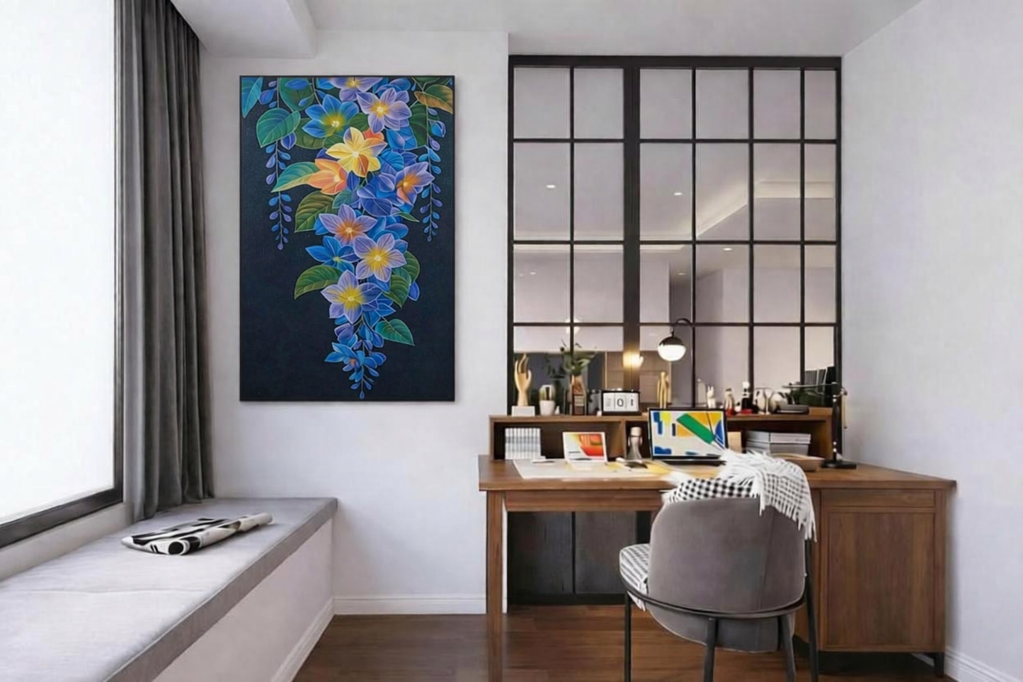Sapphire Bloom -Acrylic Canvas Paintings
