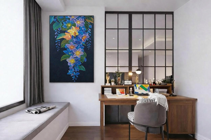 Sapphire Bloom -Acrylic Canvas Paintings