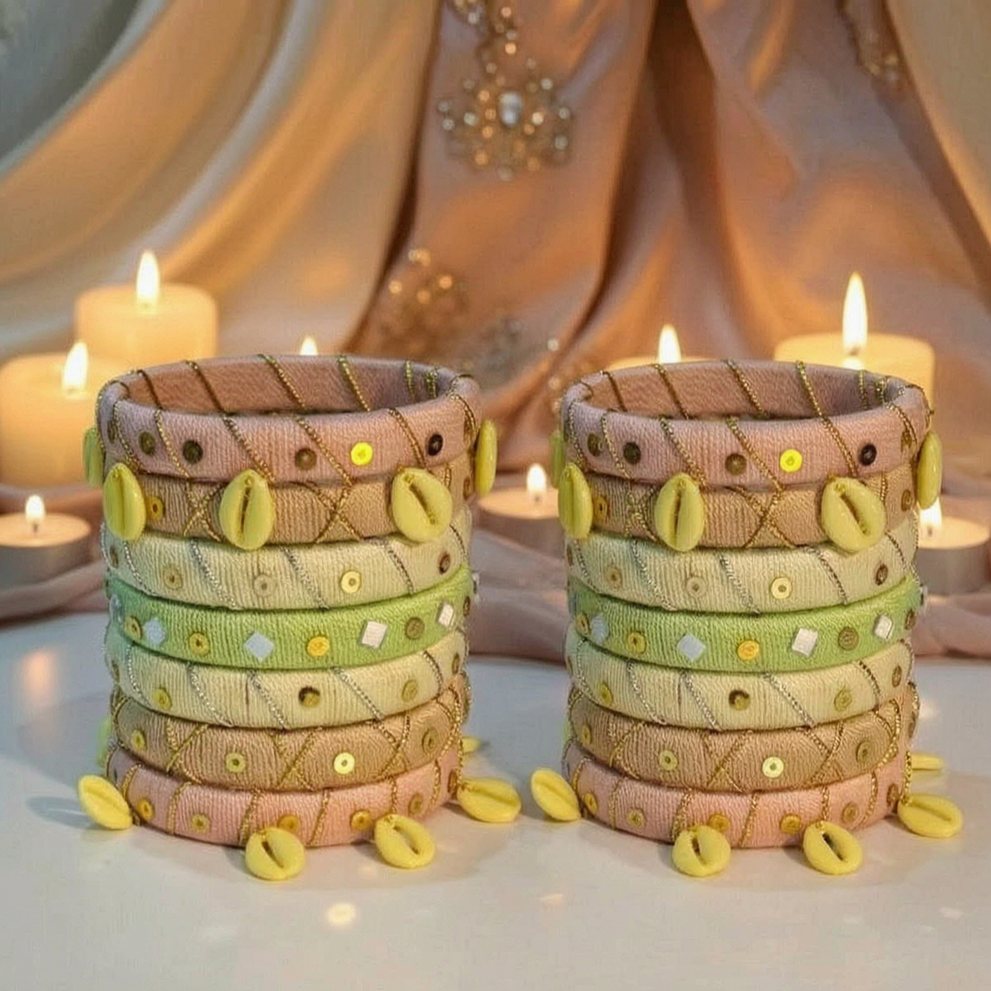 Mādhurya Acrylic Thread Bangles Set | Handmade Designer Bangles for Women | Wedding, Festive & Ethnic Wear
