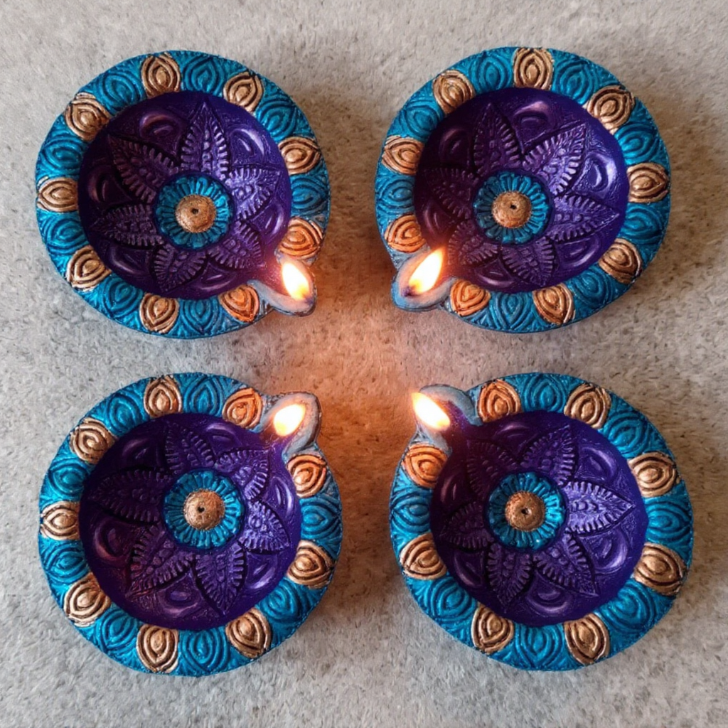 Jewel of Festival  : Hand-Painted Terracotta Diyas