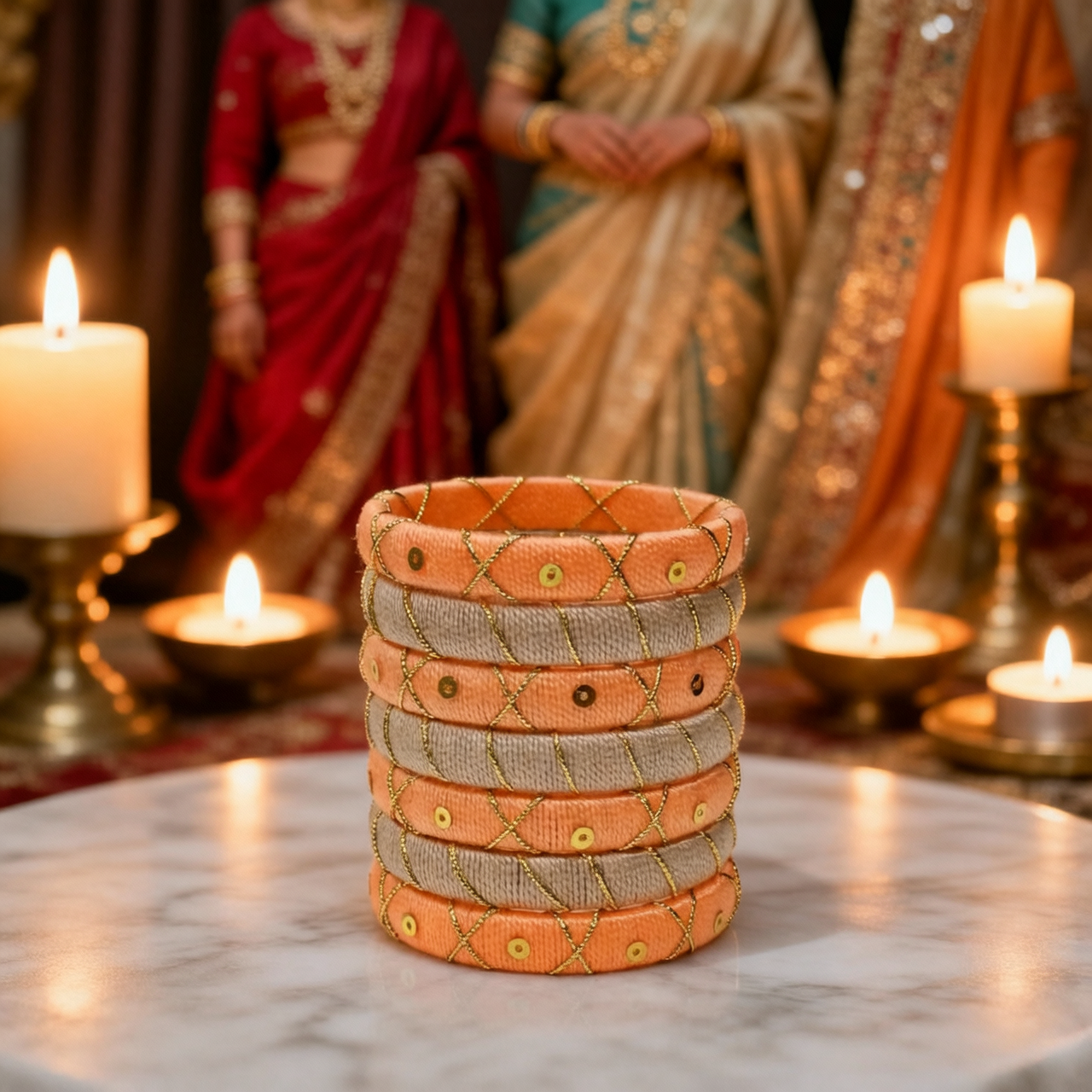 Padmarāga- Acrylic Thread Bangles