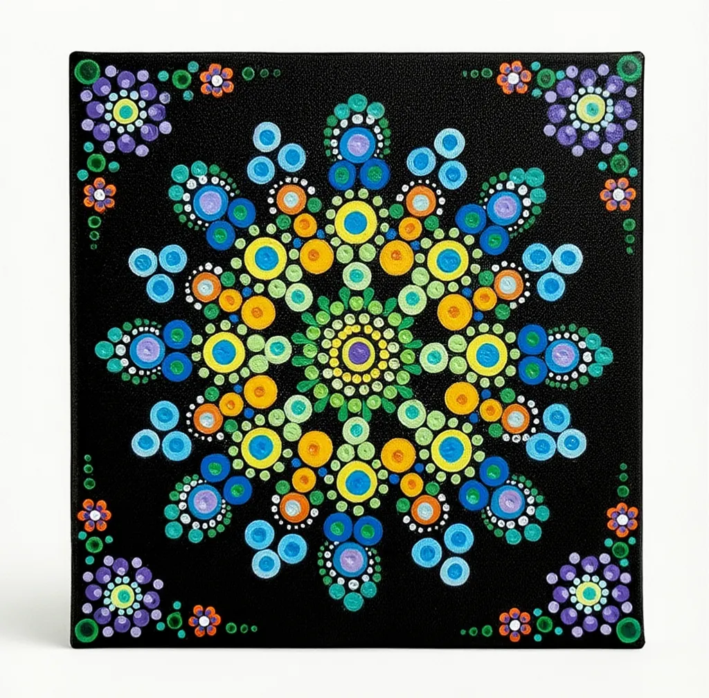 Radiant Bloom -The Jewel of Dot Mandala Arts