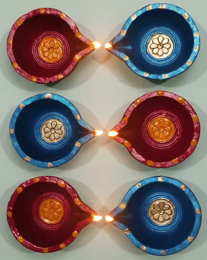 Jewel of Festival  :Hand-Painted Terracotta Diyas