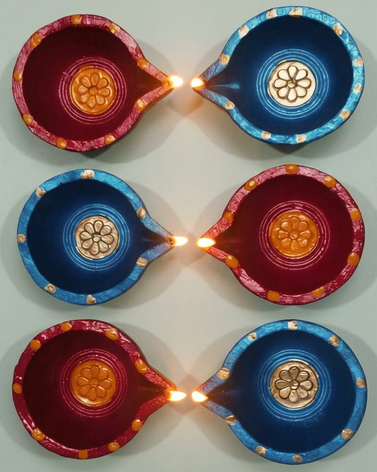Jewel of Festival  :Hand-Painted Terracotta Diyas
