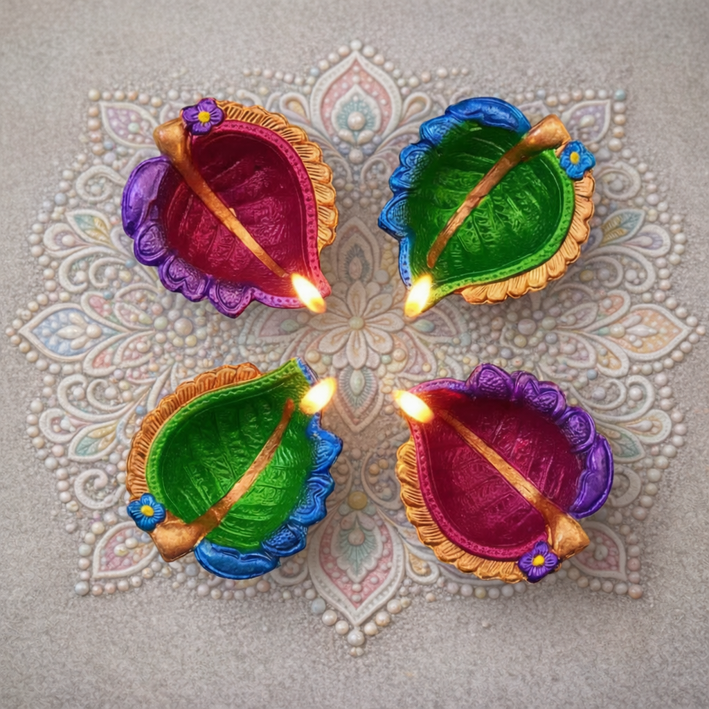 Jewel of Festival  : Hand-Painted Terracotta Diyas