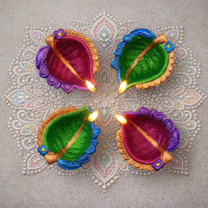 Jewel of Festival  : Hand-Painted Terracotta Diyas
