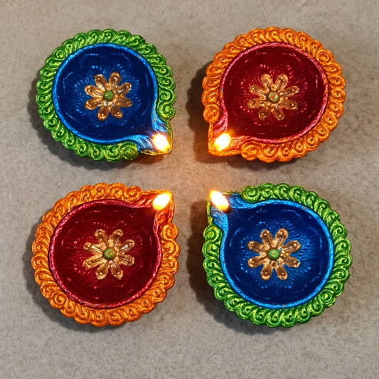 Jewel of Festival  : Hand-Painted Terracotta Diyas