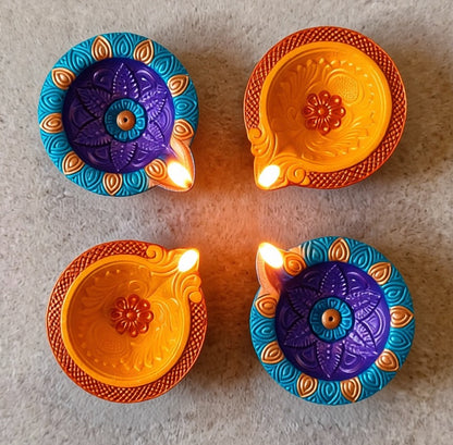 Jewel of Festival  : Hand-Painted Terracotta Diyas