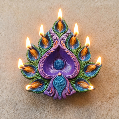 Jewel of Festival  : Multi Bati Hand-Painted Terracotta Diyas