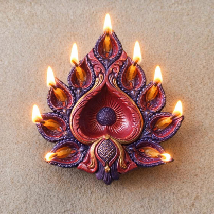 Jewel of Festival  : Multi Bati Hand-Painted Terracotta Diyas