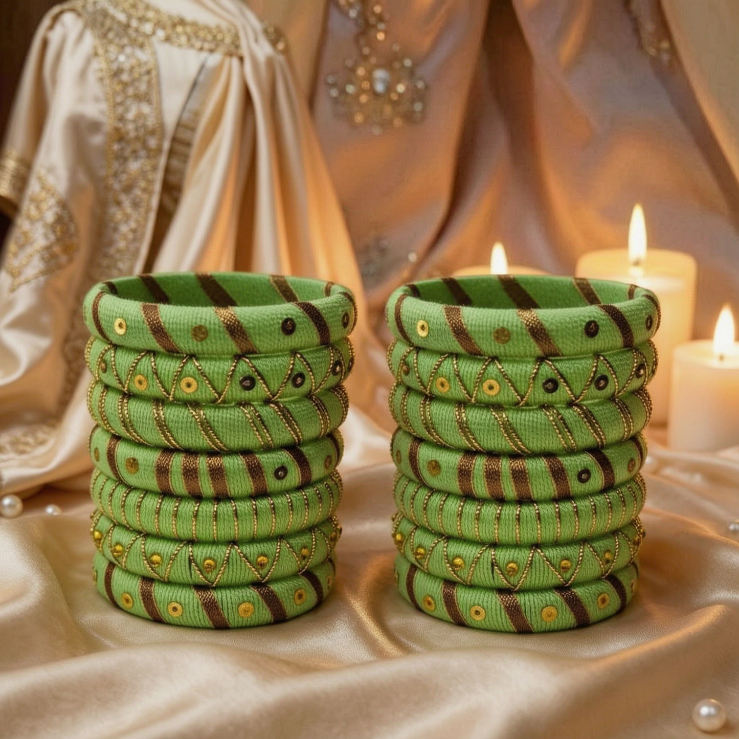 Haritimā Acrylic Thread Bangles Set | Handmade Designer Bangles for Women | Wedding, Festive & Ethnic Wear