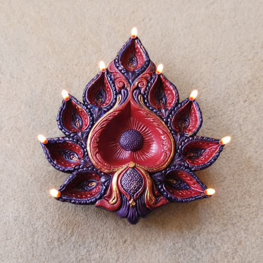 Jewel of Festival  : Multi Bati Hand-Painted Terracotta Diyas