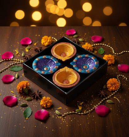 Jewel of Festival  : Hand-Painted Terracotta Diyas
