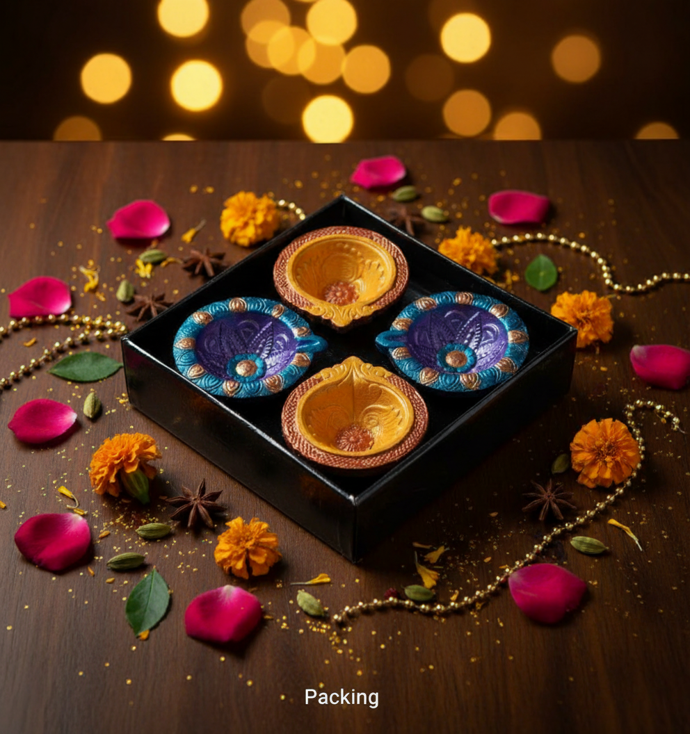 Jewel of Festival  : Hand-Painted Terracotta Diyas