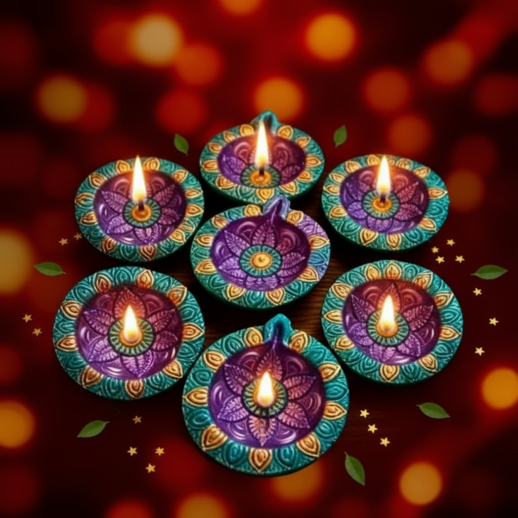 Jewel of Festival  : Hand-Painted Terracotta Diyas