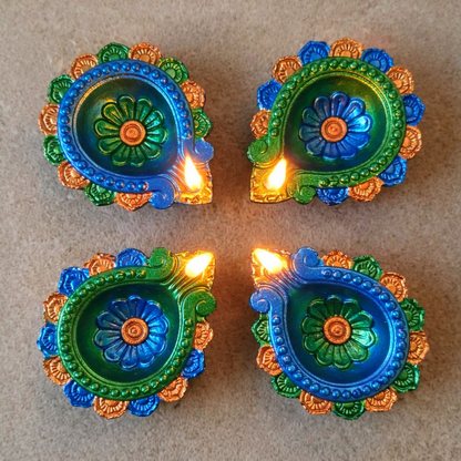 Jewel of Festival  : Hand-Painted Terracotta Diyas