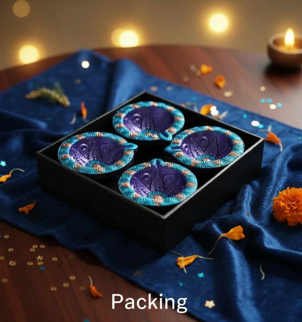 Jewel of Festival  : Hand-Painted Terracotta Diyas