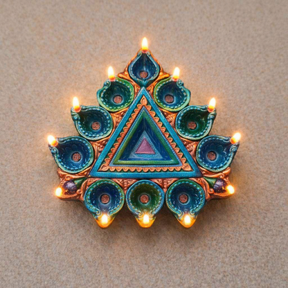 Jewel of Festival  : Multi Bati Hand-Painted Terracotta Diyas
